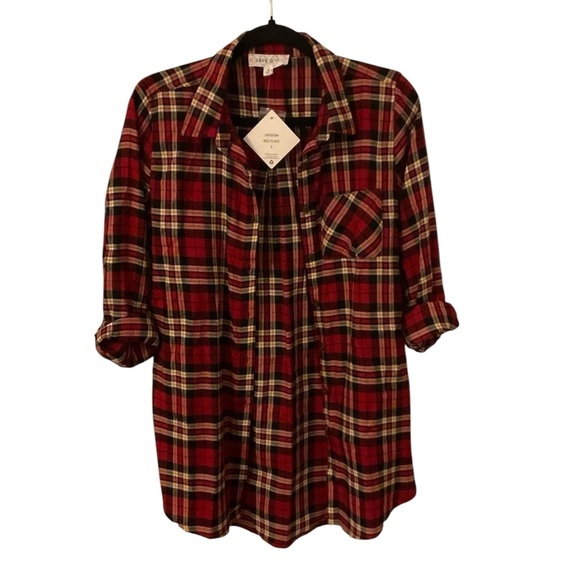 🔥Hippie Rose RED PLAID BUTTON UP SHIRT SIZE SMALL - Picture 1 of 12